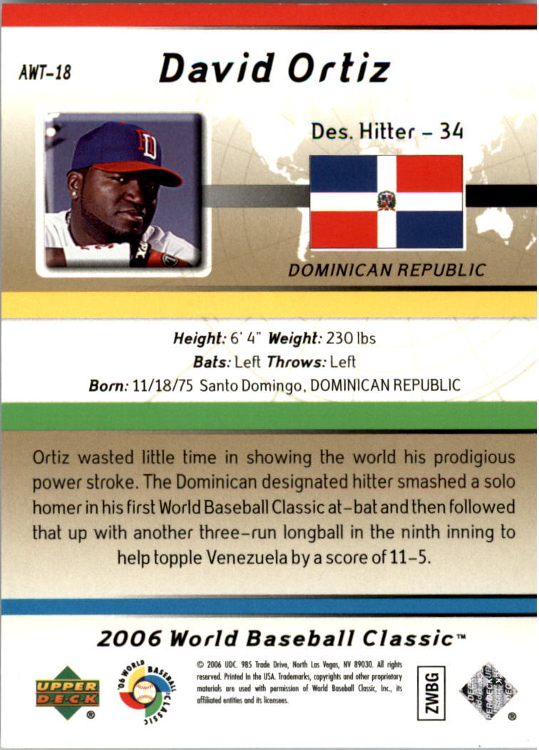 2006 SPx WBC All-World Team #18 David Ortiz Dominican Republic
