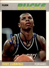 Terry Cummings 1987-88 Fleer #23 Milwaukee Bucks Autographed Basketball Card