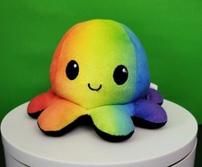 TeeTurtle Reversible Black and Rainbow Octopus 5" Plush Stuffed Animal
