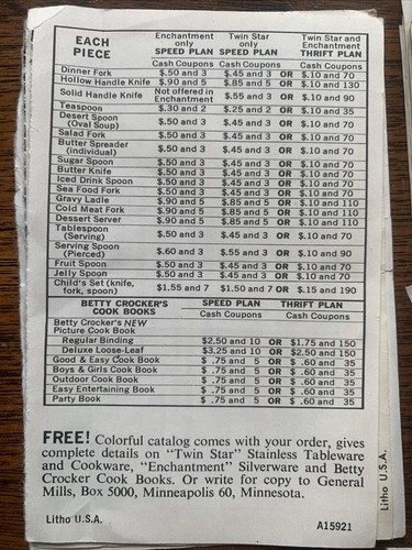 1966-1971Vintage Betty Crocker Silverware Coupons Lot x24 Oneida - Picture 9 of 15