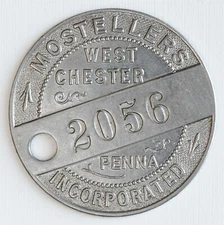 Mostellers Dept. Store, West Chester Pennsylvania #2056 Credit Charge Coin Token