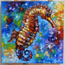 Seahorse original abstract oil painting