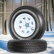 2Pack 5 Lug 205 75 14 Inch Trailer Wheels and Tires, 4.5" Pitch Circle Diameter