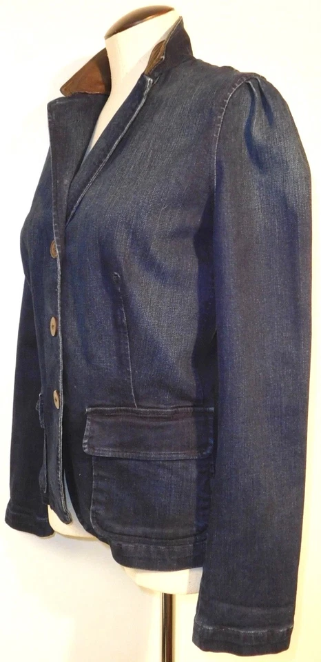 CHAQUETA BLAZER RALPH LAUREN VINTAGE OSCURA 3 BOTONES DELANTERA CON BOLSILLOS Y RIBETE DE CUERO Foto 4 de 4