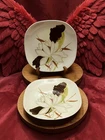 Red Wing "Lotus Bronze" ~ 10.5" Square Dinner Plate Set of 2