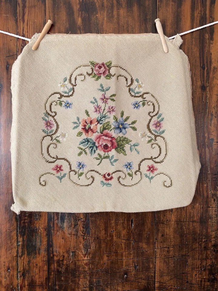 美丽套装 6 件成品花卉针绣挂毯适用于座椅/枕头套 20 英寸 — 第 4/4 张图片