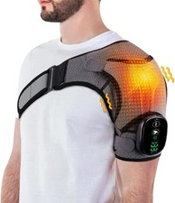 Cordless Heated Shoulder Massager Wrap Support Brace - 3 Heat  Vibration Modes
