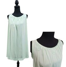 Vintage Gossard Artemis Babydoll Nightgown Floral Applique Green S