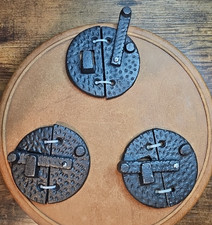 Set serratura porta tonda in ferro battuto 4" nera rustica serratura cancello/fienile ferramenta nuova