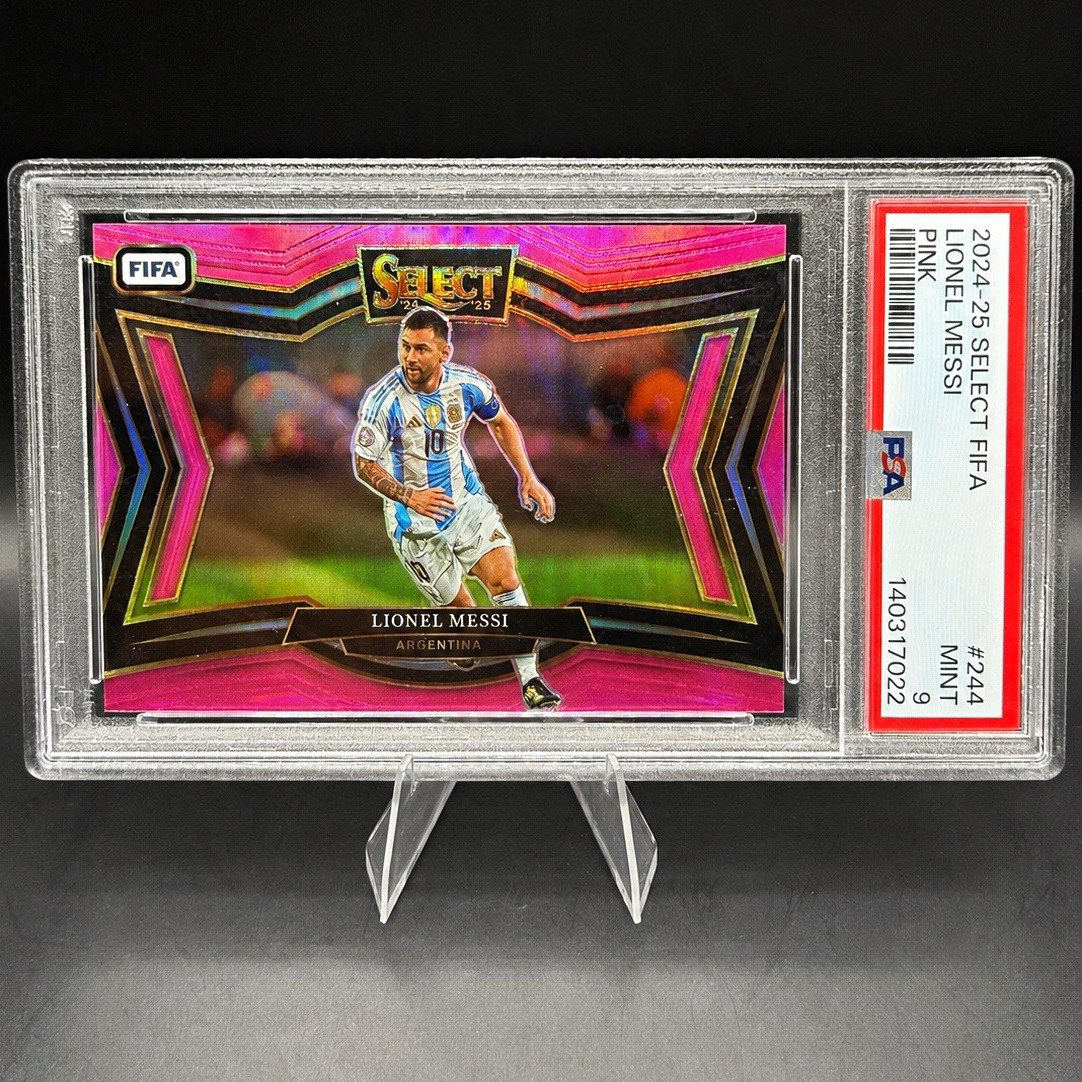Panini Select FIFA 2024-25 Field Level Lionel Messi #244 Pink Prizm /59 PSA 9 view 1