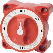 9002E e-Series Battery Switch, Selector 4 Position with AFD, 32V DC, 325A, Red