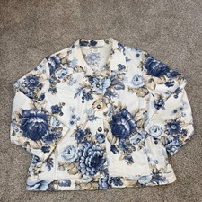 Gotcha Covered Floral Denim Jacket Blue White Large Made in USA G51-6385-02