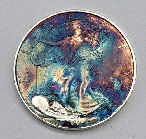 2004 American Silver Eagle - Rainbow Toning - 1oz .999 Fine Silver