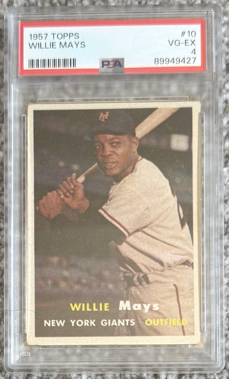 Willie Mays 1957 Topps Baseball Card #10 PSA 4 view 1