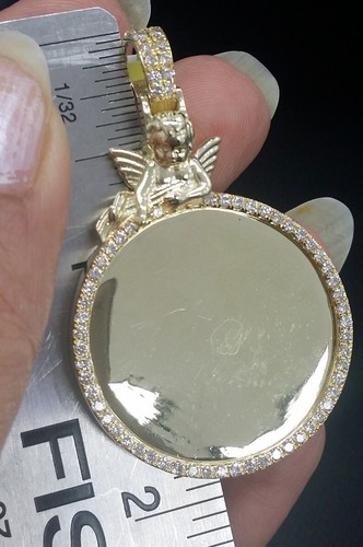 14K Yellow Gold Plated 2ct D/VVS1 Moissanite Mens MEMORABLE Picture Pendant GIFT - Picture 6 of 6