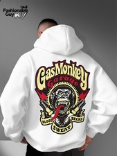 Men'S 100 Hoodie - "Gas Monkey Garage" Retro Font  Gorilla Mechanical Elements