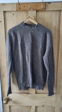 Pure Shetland Wool Jumper Made In England Size Small-Medium Grey/Brown