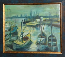 Post - impressionist oil painting seascape signed