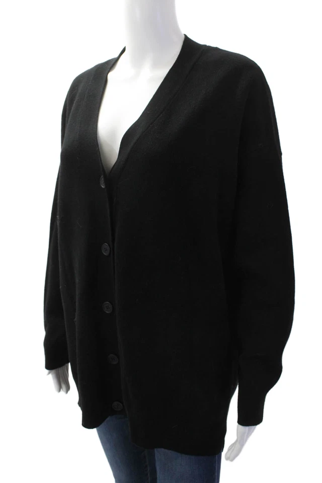 Suéter Zara Mujer Algodón Manga Larga Cuello en V Botón Negro Talla S Foto 2 de 4