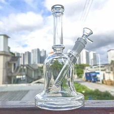8.6 Inch Clear Pot shape Hookah Heavy Glass Bong Smoking Water Pipe + Bowl.