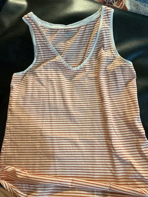 Old Navy Women's Tank Top Size S White Orange Striped V Neck