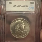 1949 Franklin Silver Half Dollar ICG MS 66 FBL