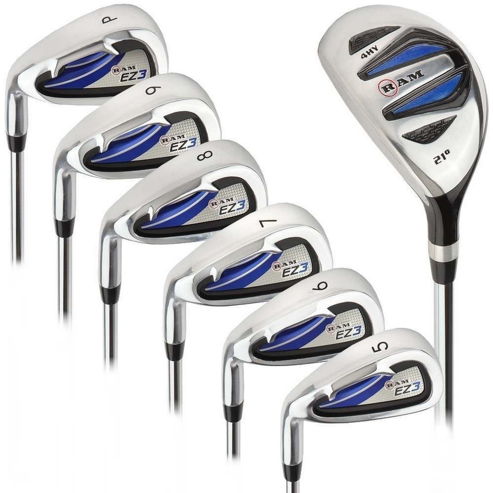 Ez3 Mens Left Hand Iron Set Inc. Hybrid , Heavily Used