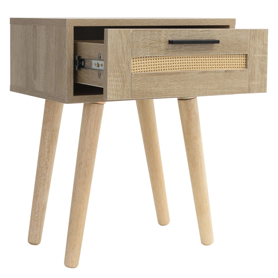 2x Table de nuit avec tiroir pieds 40x30x50,5 cm commode rustique en bois de lit - Image 3 of 4