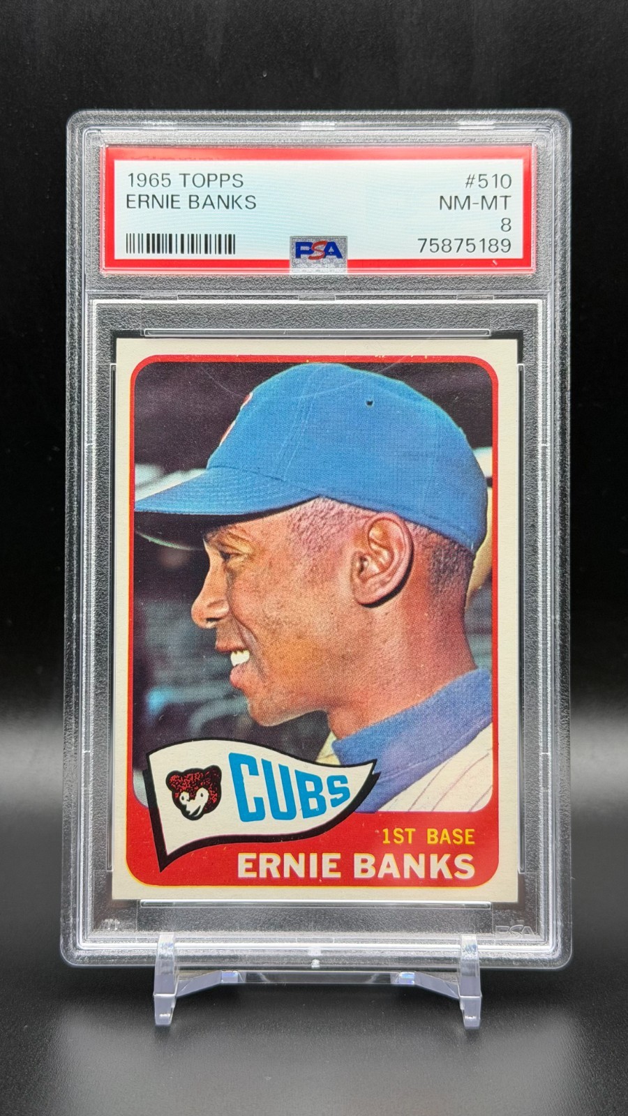 1965 Topps #510 - HOF Ernie Banks Chicago Cubs PSA 8