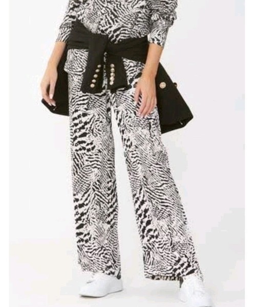 Decjuba Animal Print Wide-legged Pants Size 12 Flare High-waisted Funky 