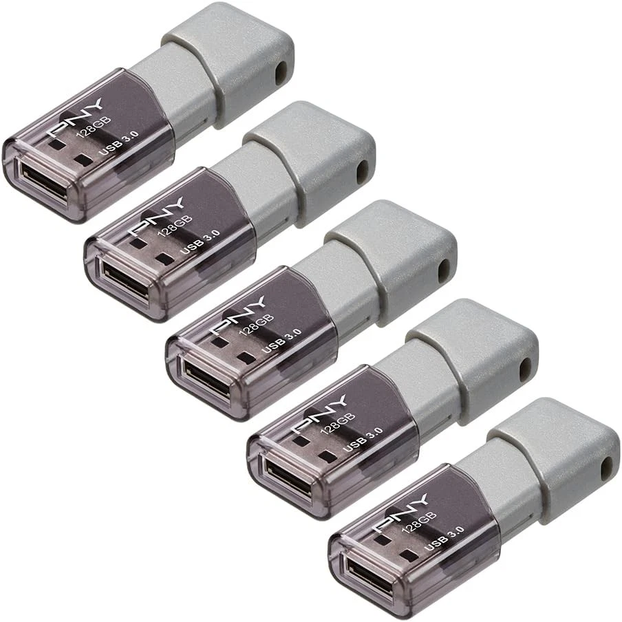 PNY 128GB Turbo Attaché 3 USB 3.0 Flash Drive 5-Pack – 5-Pack, Grey  - Image 2 of 4