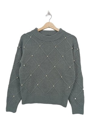ANN TAYLOR Feinstrickpullover Damen Pullover Gr. DE 36 hellgrau Casual-Look