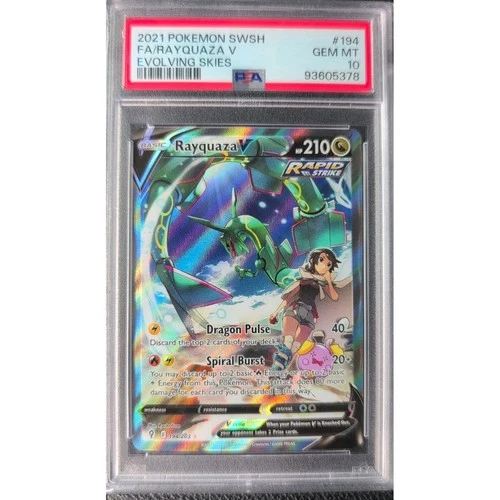RAYQUAZA V FULL ALT ART PSA 10 GEM MINT 2021 POKEMON EVOLVING SKIES #194/203