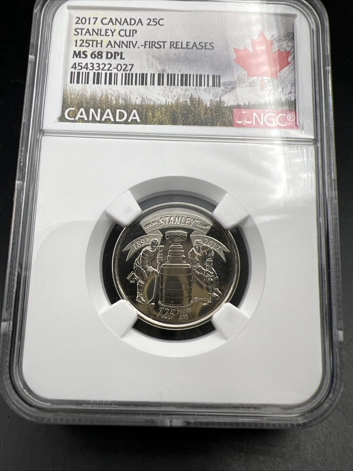 2017 Canada 25c Twenty Five Cent NHL Hockey Stanley Cup Quarter NGC MS68 DPL #27 - Image 2 of 4