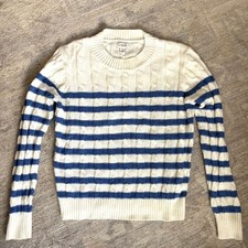 J.Crew Striped Cable Crewneck Sweater - 100 Cotton
