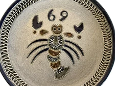 Handarbeit Salt Glaze SCORPIO 4.5inch PLATE Grey Blue Zodiac German Coaster Ring