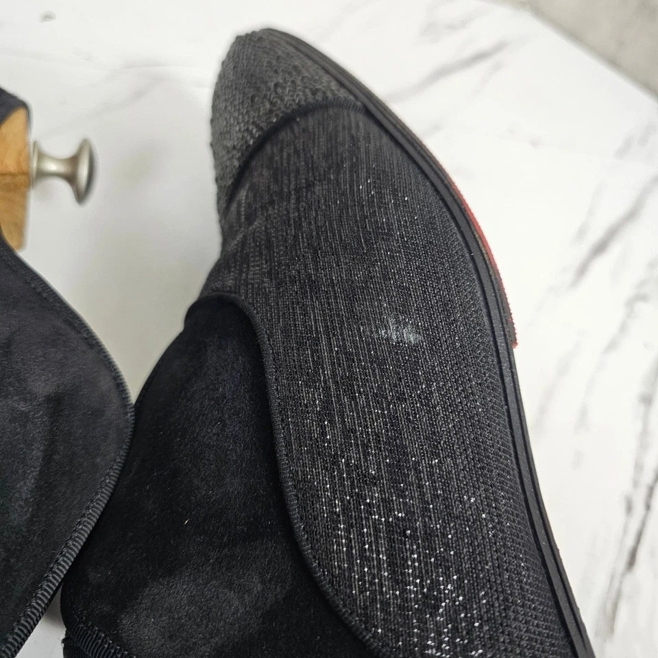 Christian Louboutin Mens 43.5EU Suede Strass Alpha Male Black Crystal Loafers - Image 4 of 4