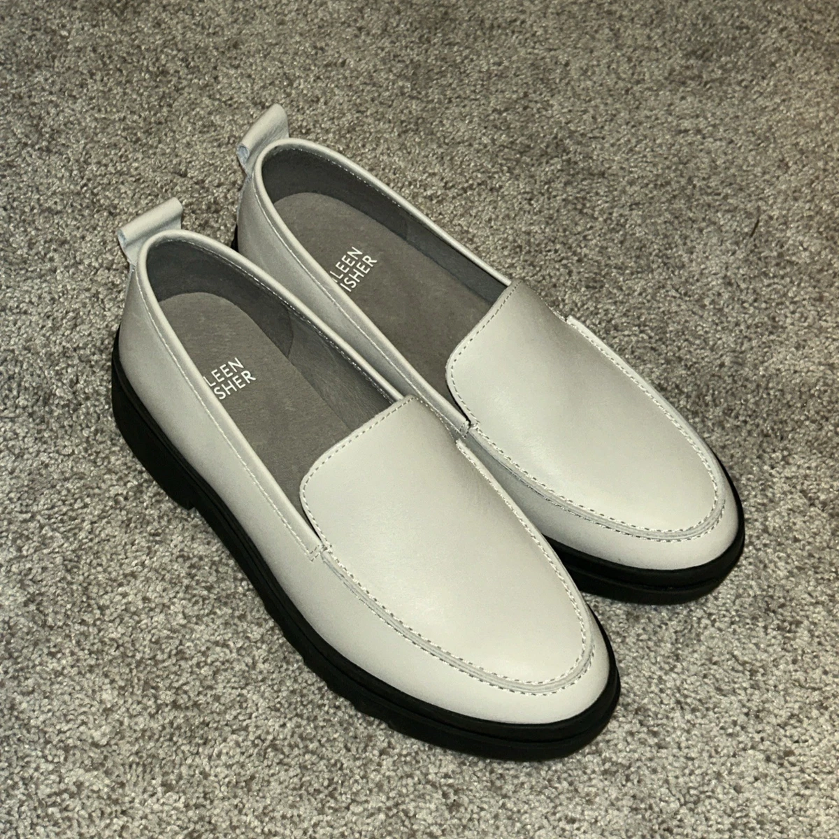 NEW Eileen Fisher Leather Chunky Loafers Women display picture 2