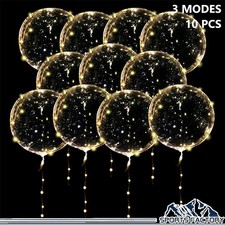 10PCS LED Light Up BoBo Balloons 20" Clear Bubble Balloon Valentines Day Decor