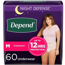 Depend Night Defense Women's Night Incontinence Underwear - M - 60ct