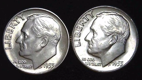 1955-P D  10C Roosevelt Dime (2  Coins) BU 90% Silver 26ctt0106-1