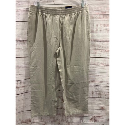 Basic Editions Woman Khaki Pull On Pants Relaxed Fit Elastic Waist Size 18 NWT