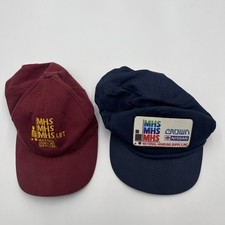 Vintage 80's-90's Nissan Crown Rope Hat Blue + MHS Inc Maroon Hat Lot Of 2