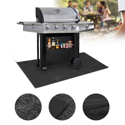 Grillteppich BBQ Bodenmatte Grau Grillmatte Schutzmatte Outdoor Wetterfest Matte