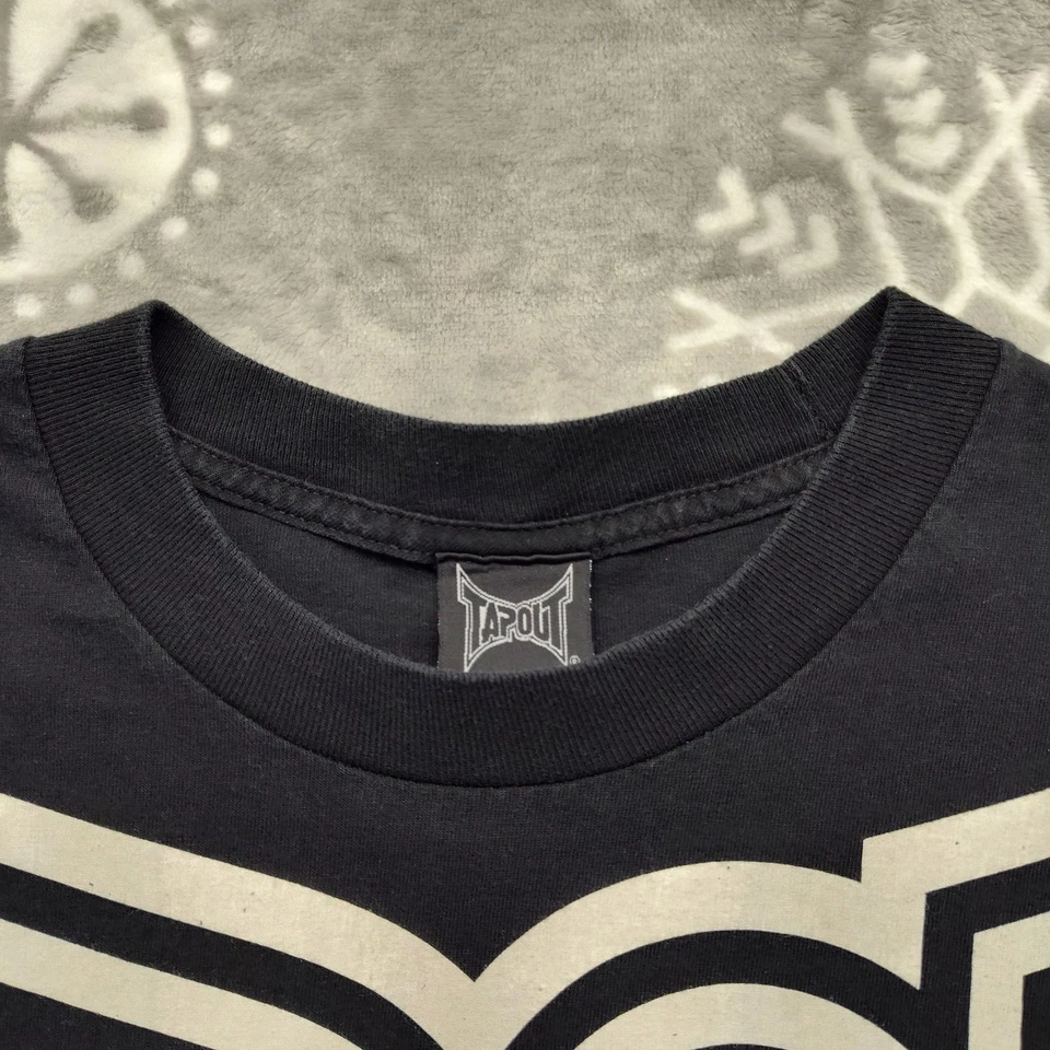 Vintage Y2K Tapout MMA Cyber Goth Grunge Black T-Shirt Large Big Logo - Image 4 of 4