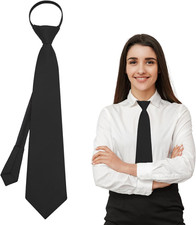 Womens Tie, Womens/Red Tie Pre Tied Zipper Tie for Women School Tie Black