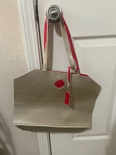 SHISEIDO Ginza Tokyo Red & Wheat Makeup Large Bag Cosmetics Faux Leather