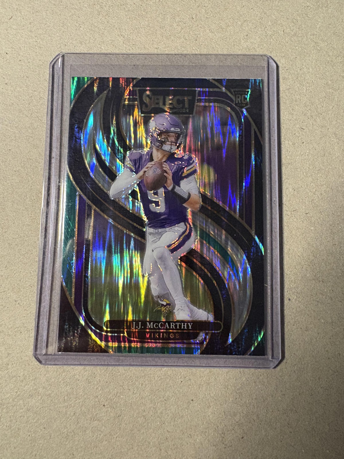 2024 Panini Select #134 J.J. McCarthy Black & Green Prizm Shock