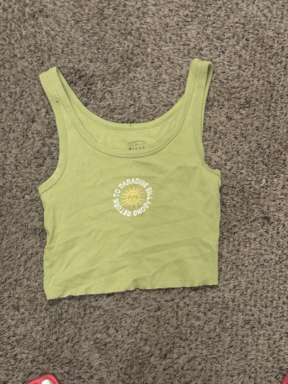 Billabong Light Green Cropped Tank Top Size Large Women's