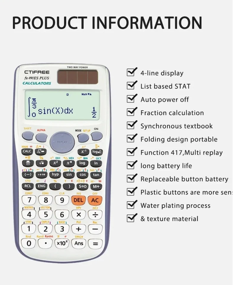 New fx-991ES PLUS Engineering Scientific Calculator With Cover Budget CTIFREE  - Image 2 of 4